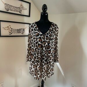 Jordan Taylor Black Leopard V-Neck 3/4 Swim Cover up